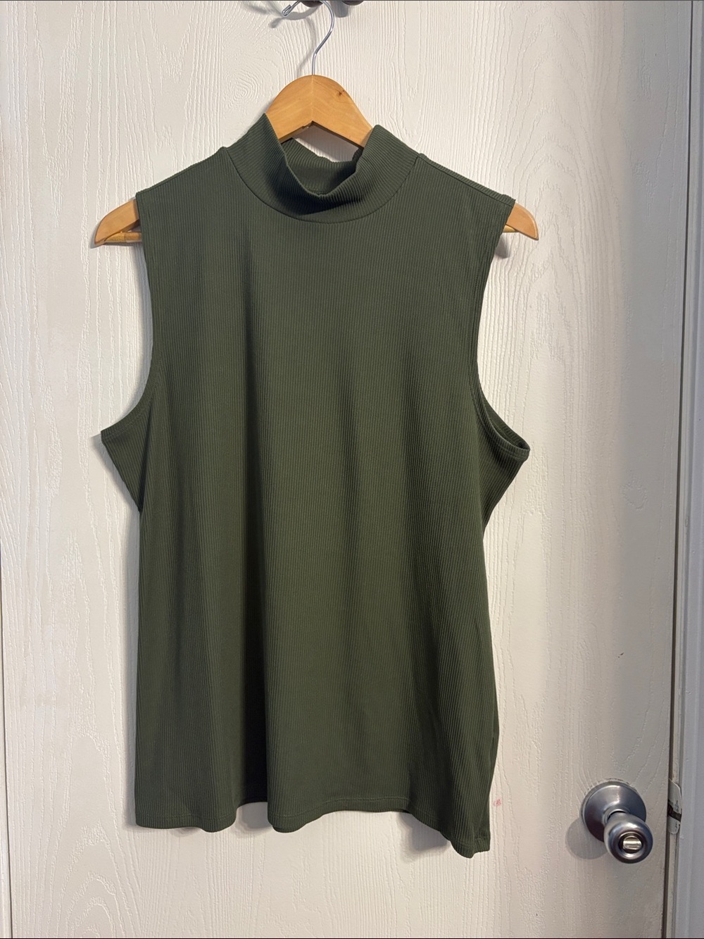 No Boundaries Olive Mock Neck Ribbed Tank